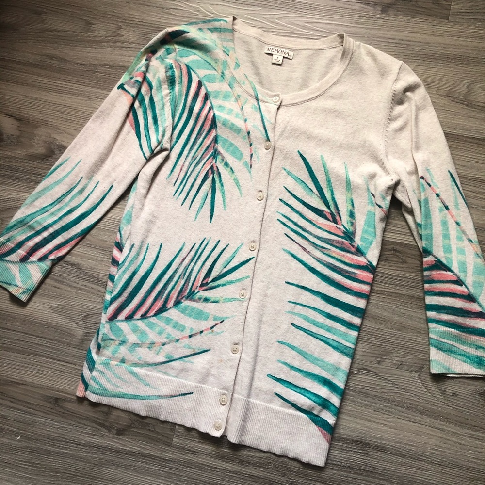 Leafy button up sweater